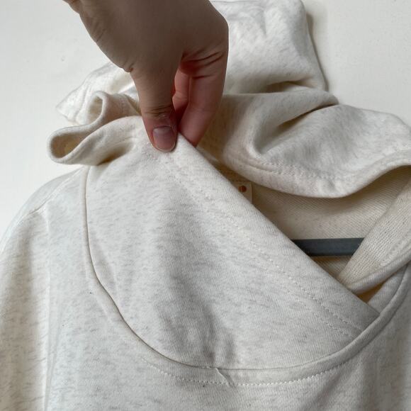 Anthropologie Daily Practice Twist Collar Hoodie in Oatmeal Sz M Beige - Picture 5 of 11